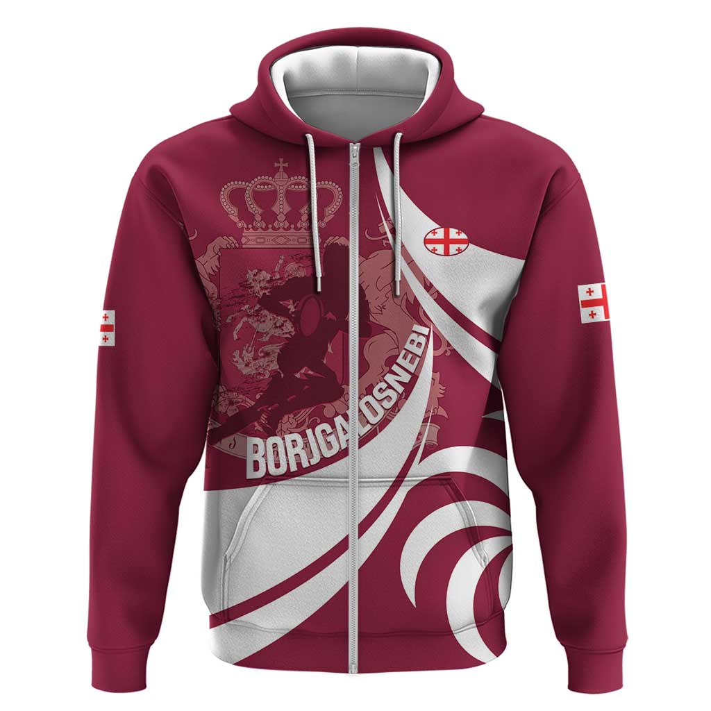 Custom Georgia Rugby Zip Hoodie Go Borjgalosnebi
