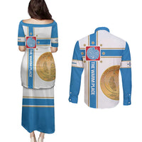 Georgia Tbilisi Capital Couples Matching Puletasi and Long Sleeve Button Shirt The Warm Place Flag Style