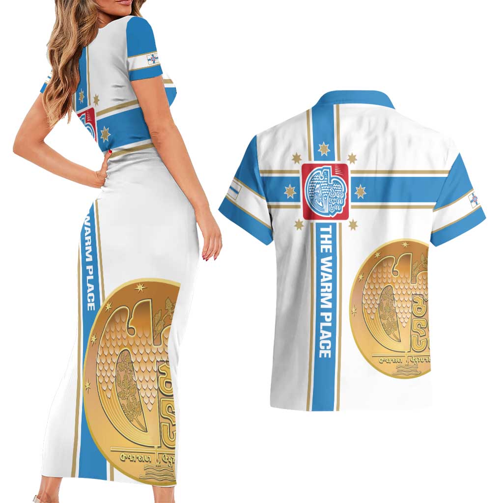 Georgia Tbilisi Capital Couples Matching Short Sleeve Bodycon Dress and Hawaiian Shirt The Warm Place Flag Style