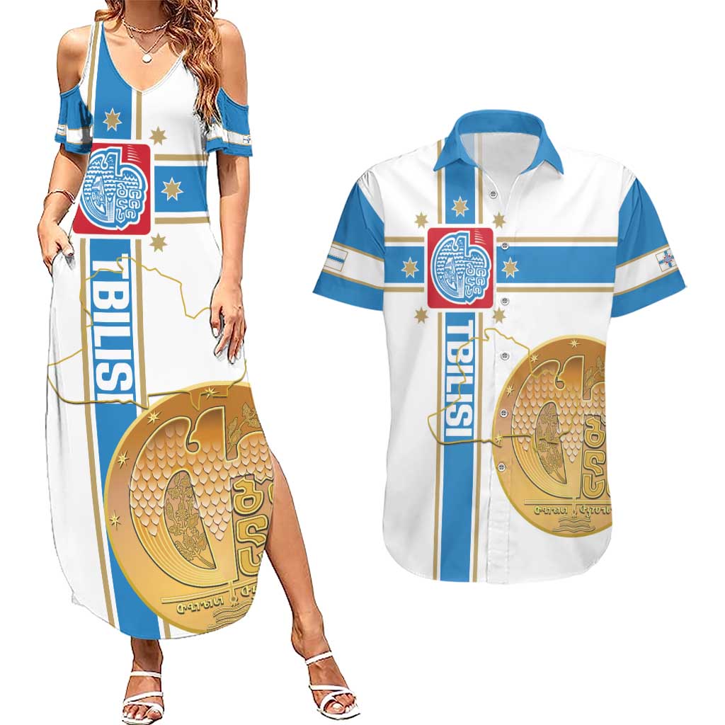 Georgia Tbilisi Capital Couples Matching Summer Maxi Dress and Hawaiian Shirt The Warm Place Flag Style