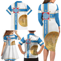 Georgia Tbilisi Capital Family Matching Long Sleeve Bodycon Dress and Hawaiian Shirt The Warm Place Flag Style