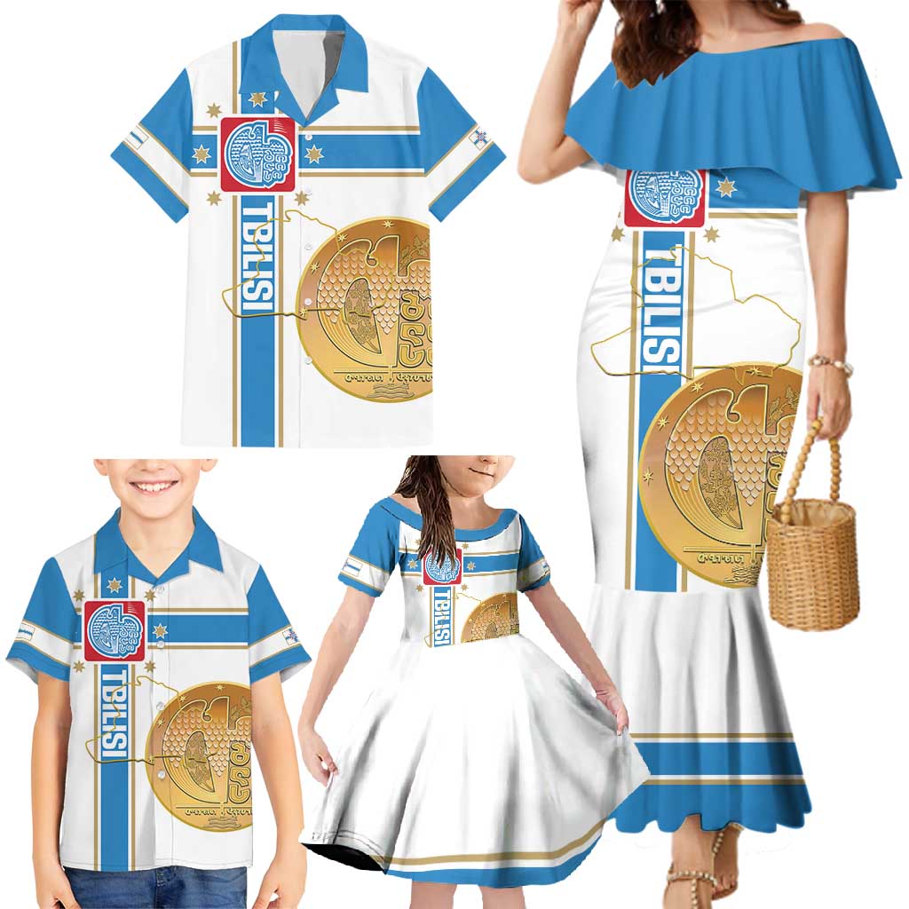 Georgia Tbilisi Capital Family Matching Mermaid Dress and Hawaiian Shirt The Warm Place Flag Style
