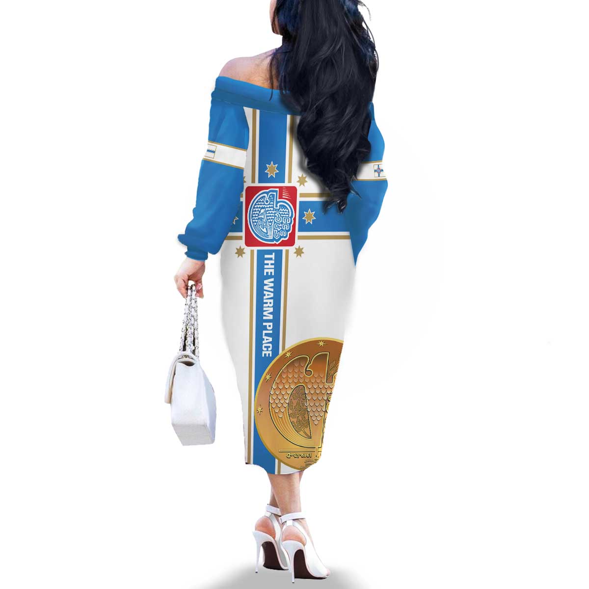Georgia Tbilisi Capital Family Matching Off The Shoulder Long Sleeve Dress and Hawaiian Shirt The Warm Place Flag Style