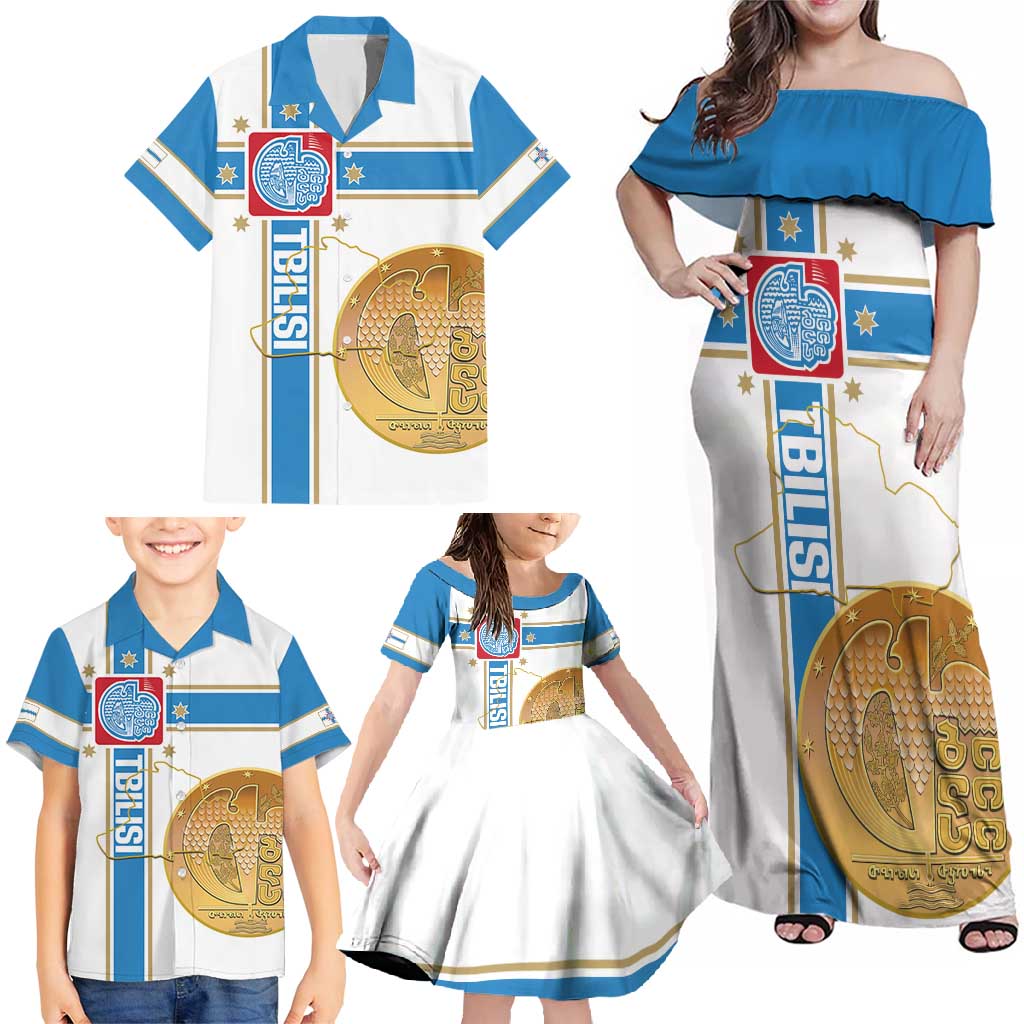 Georgia Tbilisi Capital Family Matching Off Shoulder Maxi Dress and Hawaiian Shirt The Warm Place Flag Style