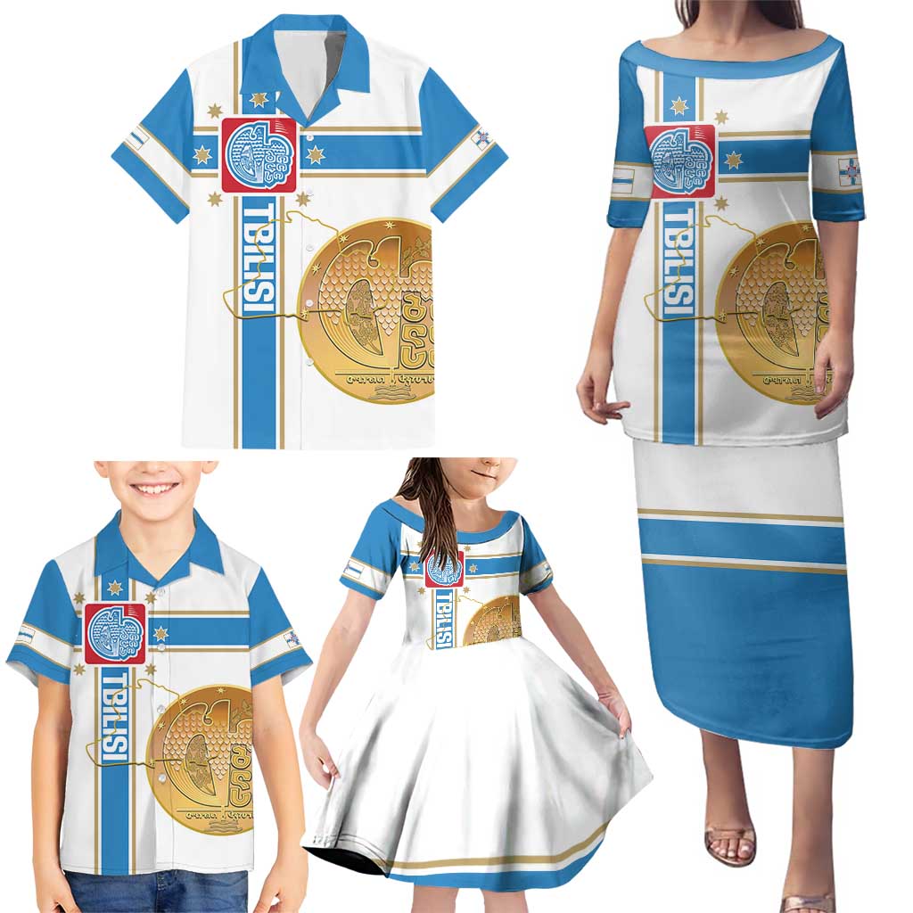 Georgia Tbilisi Capital Family Matching Puletasi and Hawaiian Shirt The Warm Place Flag Style