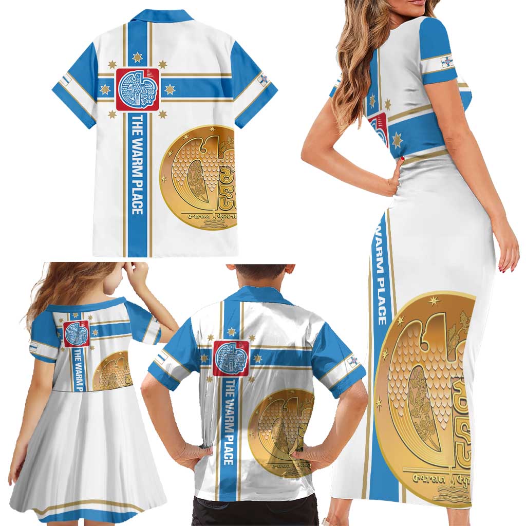 Georgia Tbilisi Capital Family Matching Short Sleeve Bodycon Dress and Hawaiian Shirt The Warm Place Flag Style