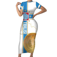 Georgia Tbilisi Capital Family Matching Short Sleeve Bodycon Dress and Hawaiian Shirt The Warm Place Flag Style