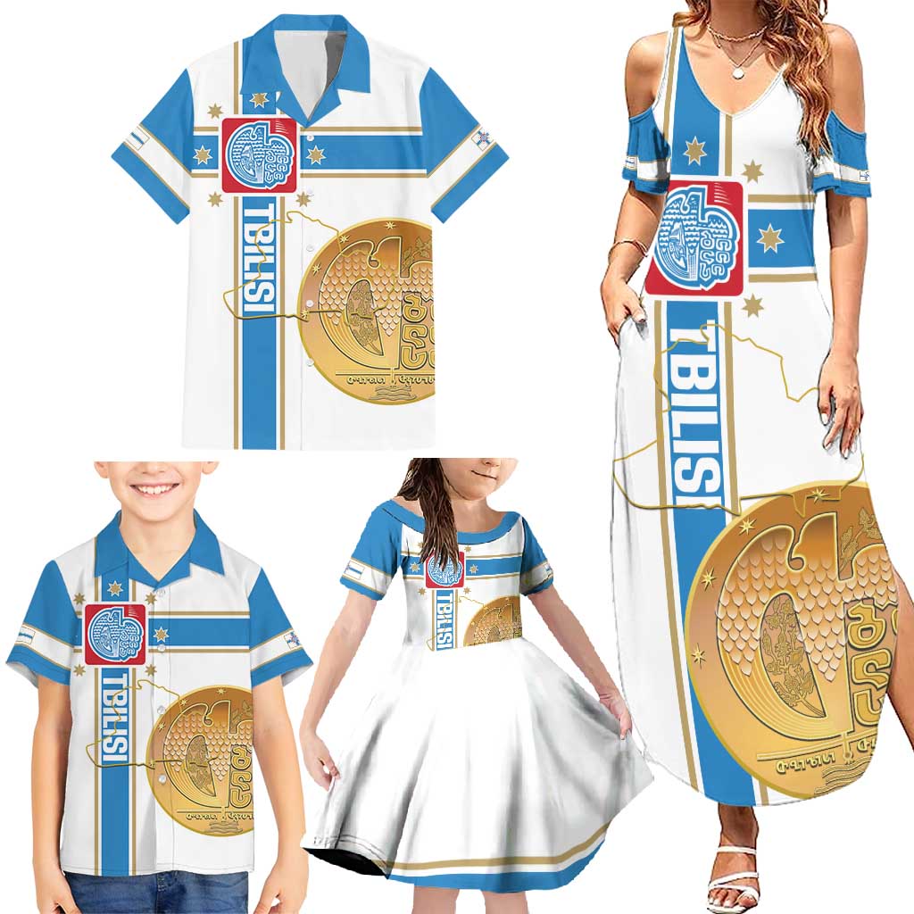 Georgia Tbilisi Capital Family Matching Summer Maxi Dress and Hawaiian Shirt The Warm Place Flag Style