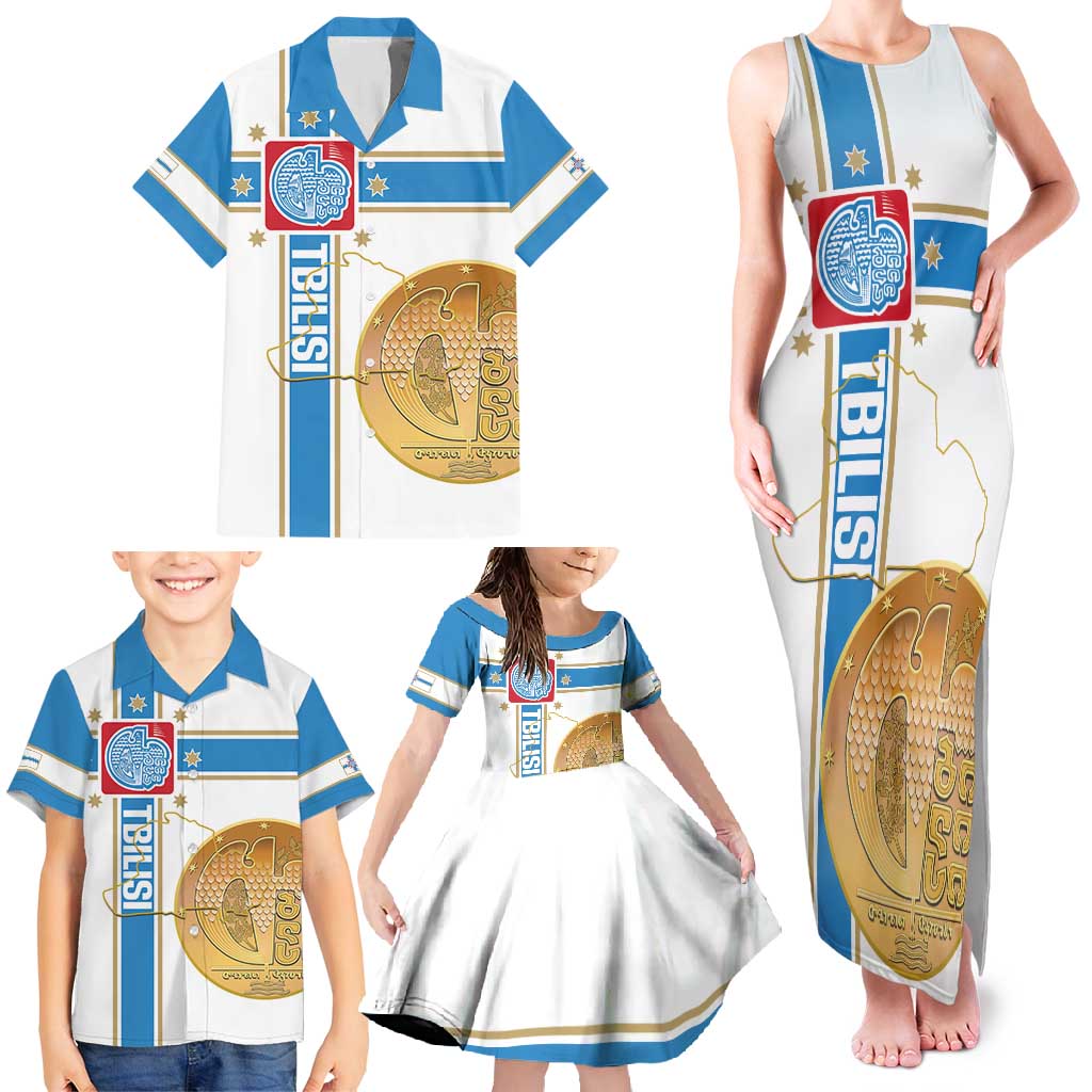 Georgia Tbilisi Capital Family Matching Tank Maxi Dress and Hawaiian Shirt The Warm Place Flag Style