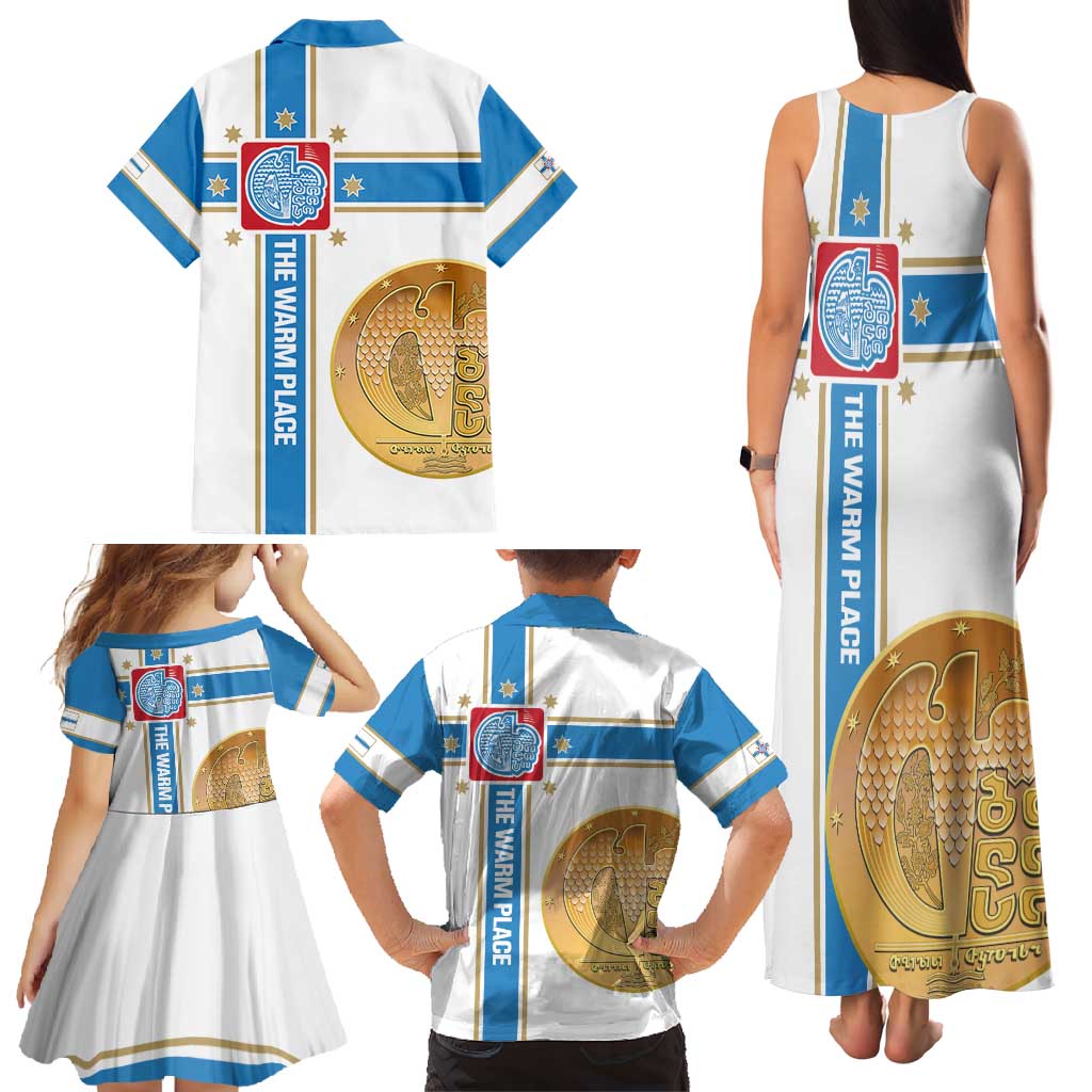 Georgia Tbilisi Capital Family Matching Tank Maxi Dress and Hawaiian Shirt The Warm Place Flag Style