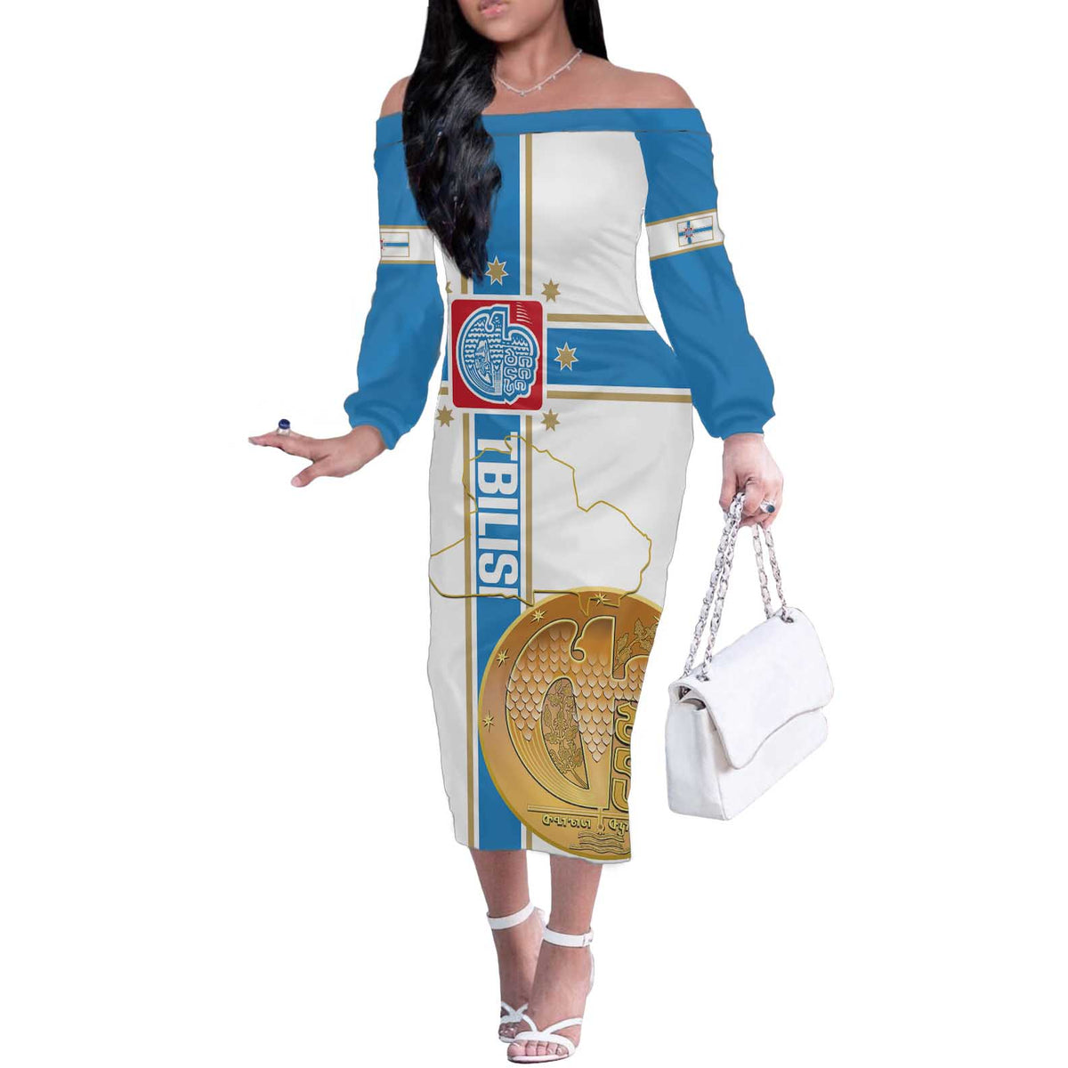 Georgia Tbilisi Capital Off The Shoulder Long Sleeve Dress The Warm Place Flag Style