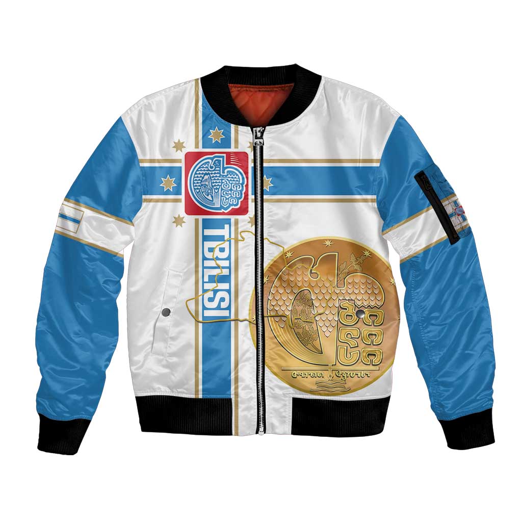 Georgia Tbilisi Capital Sleeve Zip Bomber Jacket The Warm Place Flag Style