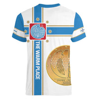 Georgia Tbilisi Capital Women V-Neck T-Shirt The Warm Place Flag Style