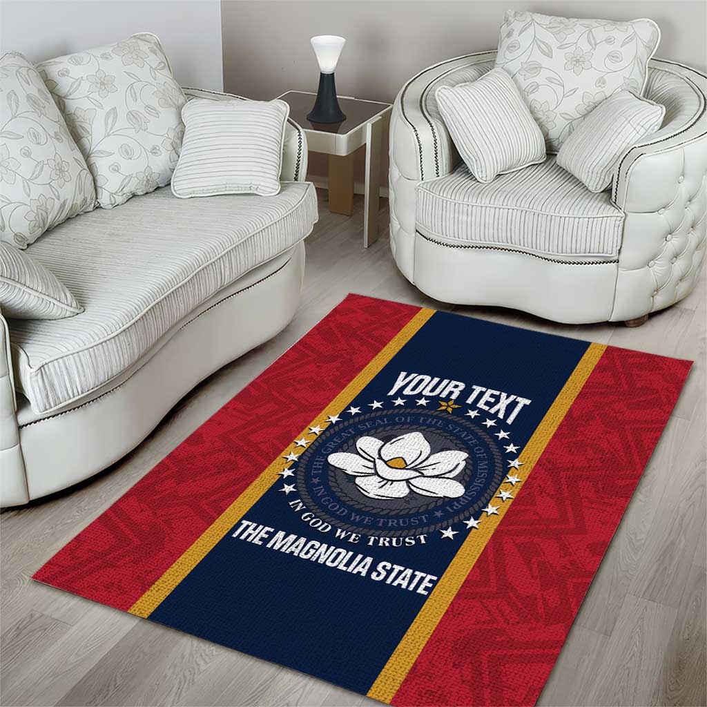 United States Mississippi Area Rug Magnolia State Flag Style