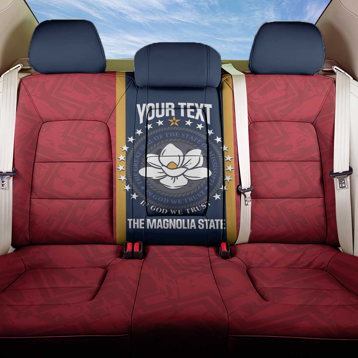 United States Mississippi Back Car Seat Cover Magnolia State Flag Style