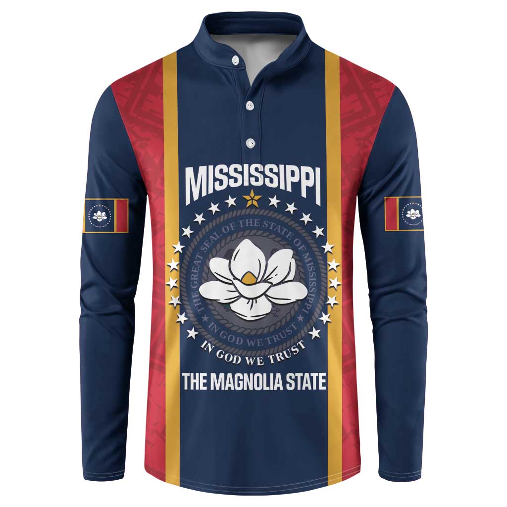 United States Mississippi Button Sweatshirt Magnolia State Flag Style