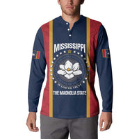 United States Mississippi Button Sweatshirt Magnolia State Flag Style