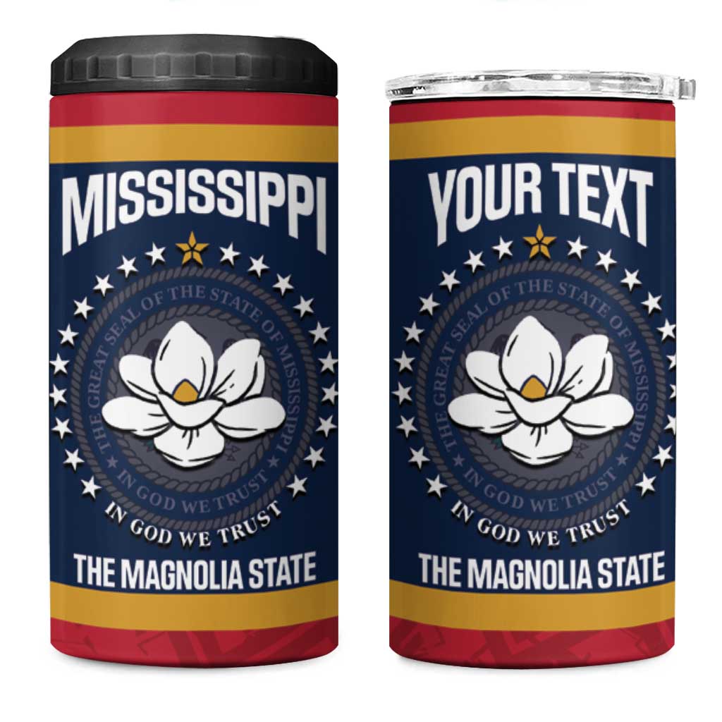 United States Mississippi 4 in 1 Can Cooler Tumbler Magnolia State Flag Style