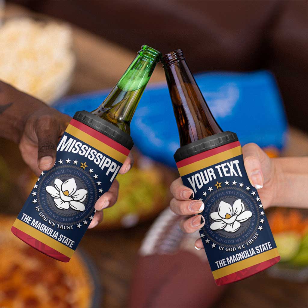 United States Mississippi 4 in 1 Can Cooler Tumbler Magnolia State Flag Style