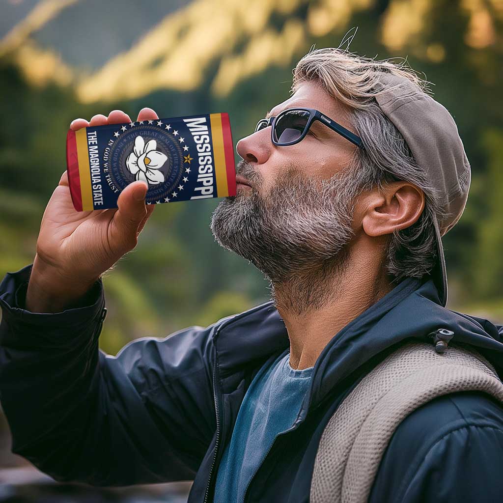 United States Mississippi 4 in 1 Can Cooler Tumbler Magnolia State Flag Style