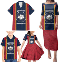 United States Mississippi Family Matching Puletasi and Hawaiian Shirt Magnolia State Flag Style