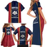 United States Mississippi Family Matching Short Sleeve Bodycon Dress and Hawaiian Shirt Magnolia State Flag Style