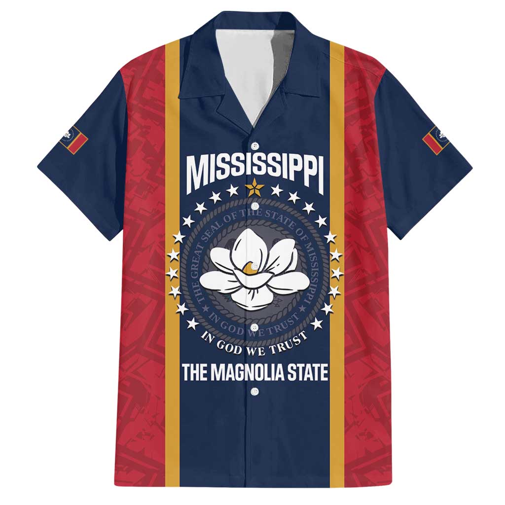 United States Mississippi Family Matching Short Sleeve Bodycon Dress and Hawaiian Shirt Magnolia State Flag Style