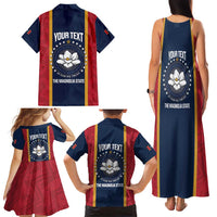 United States Mississippi Family Matching Tank Maxi Dress and Hawaiian Shirt Magnolia State Flag Style