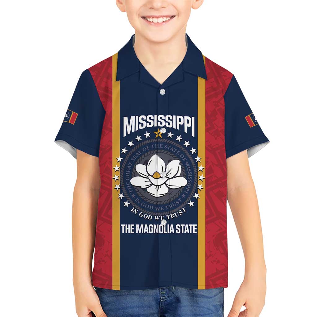 United States Mississippi Kid Hawaiian Shirt Magnolia State Flag Style