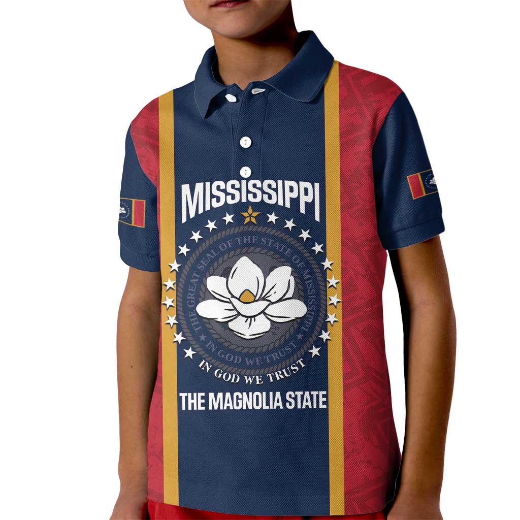 United States Mississippi Kid Polo Shirt Magnolia State Flag Style
