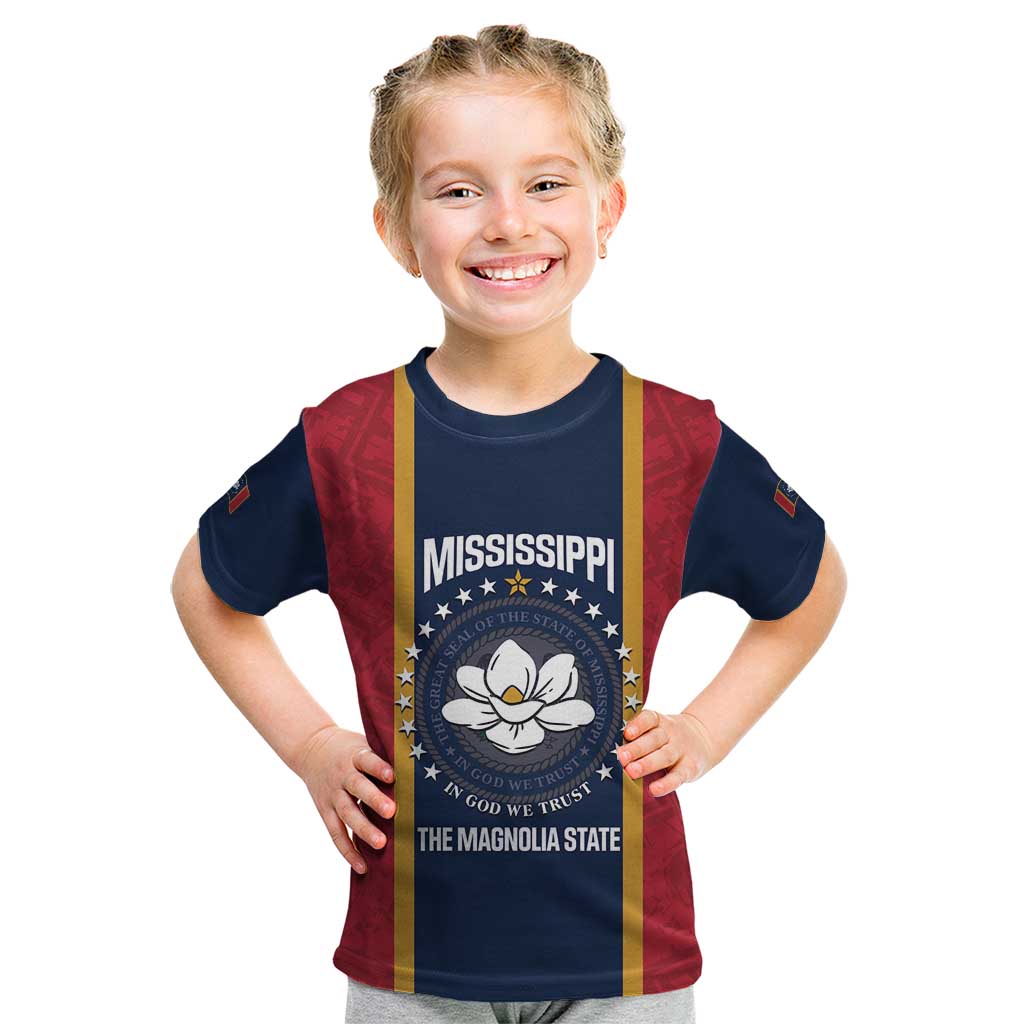 United States Mississippi Kid T Shirt Magnolia State Flag Style