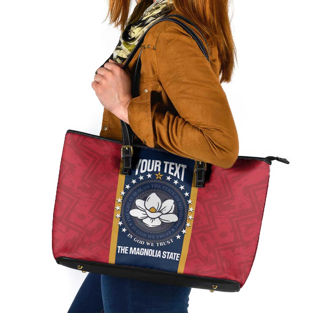 United States Mississippi Leather Tote Bag Magnolia State Flag Style
