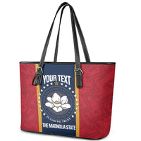 United States Mississippi Leather Tote Bag Magnolia State Flag Style