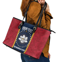 United States Mississippi Leather Tote Bag Magnolia State Flag Style