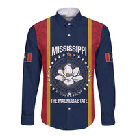 United States Mississippi Long Sleeve Button Shirt Magnolia State Flag Style