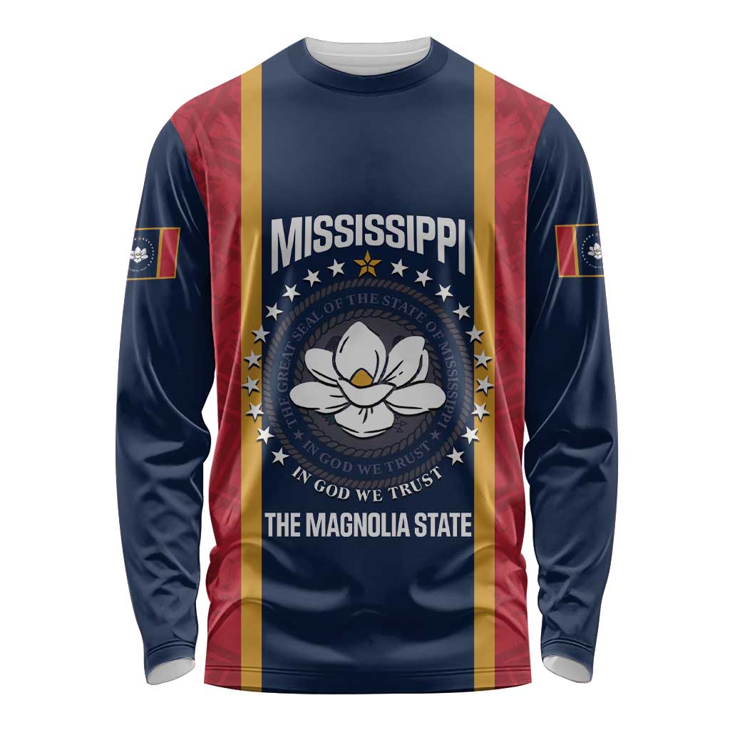 United States Mississippi Long Sleeve Shirt Magnolia State Flag Style