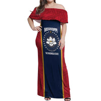 United States Mississippi Off Shoulder Maxi Dress Magnolia State Flag Style