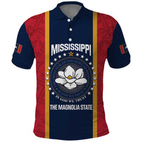 United States Mississippi Polo Shirt Magnolia State Flag Style