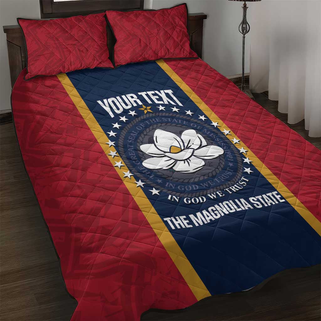 United States Mississippi Quilt Bed Set Magnolia State Flag Style