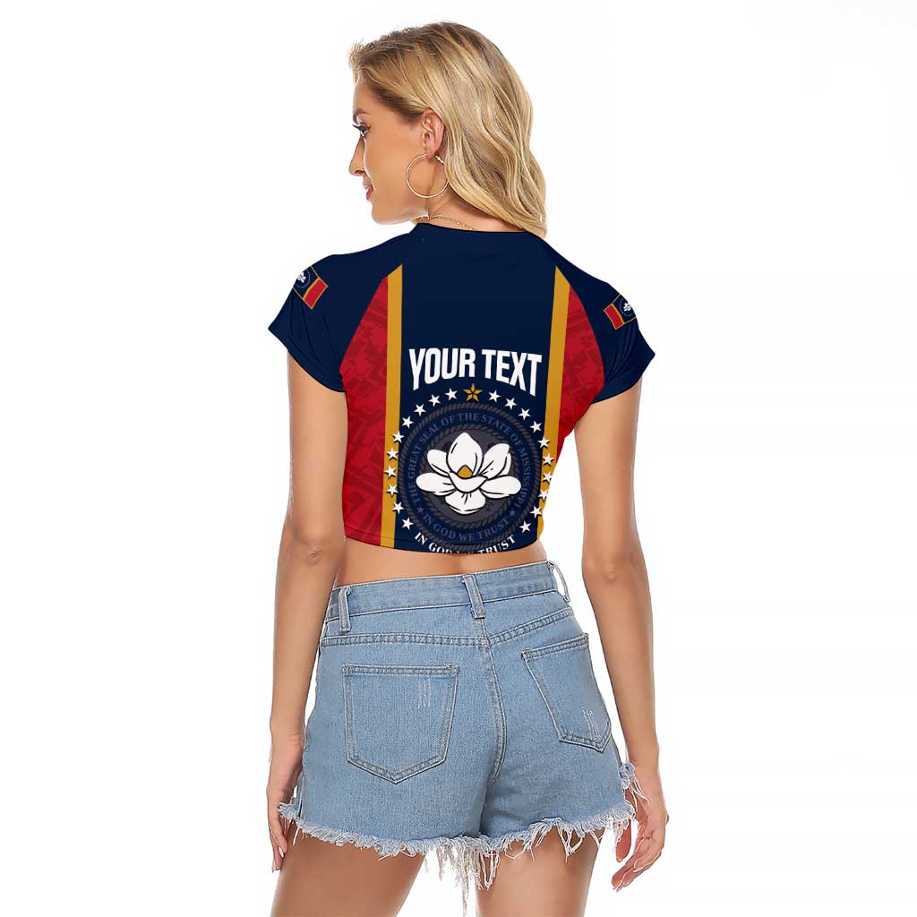 United States Mississippi Raglan Cropped T Shirt Magnolia State Flag Style