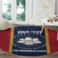 United States Mississippi Round Carpet Magnolia State Flag Style