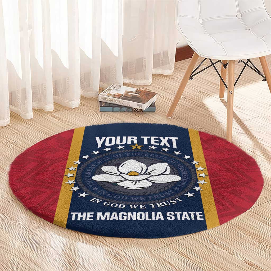 United States Mississippi Round Carpet Magnolia State Flag Style