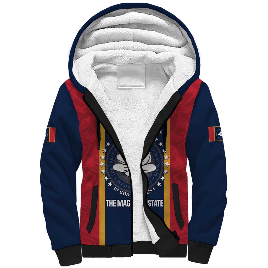 United States Mississippi Sherpa Hoodie Magnolia State Flag Style