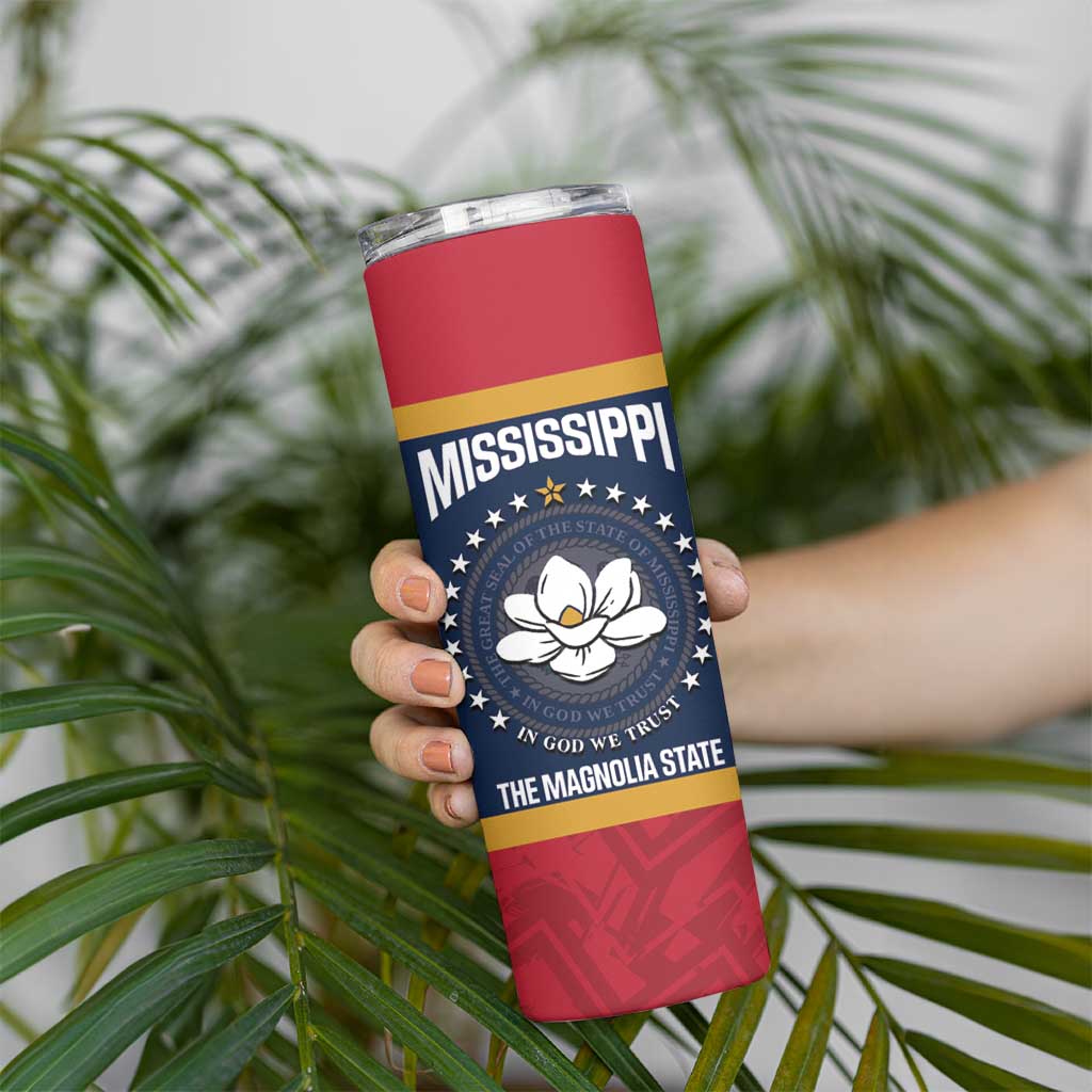 United States Mississippi Skinny Tumbler Magnolia State Flag Style