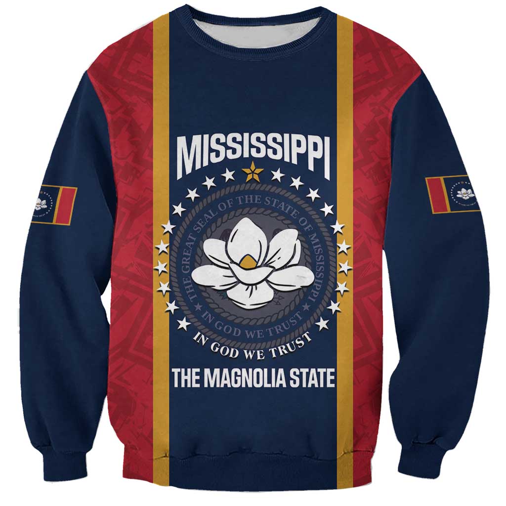 United States Mississippi Sweatshirt Magnolia State Flag Style