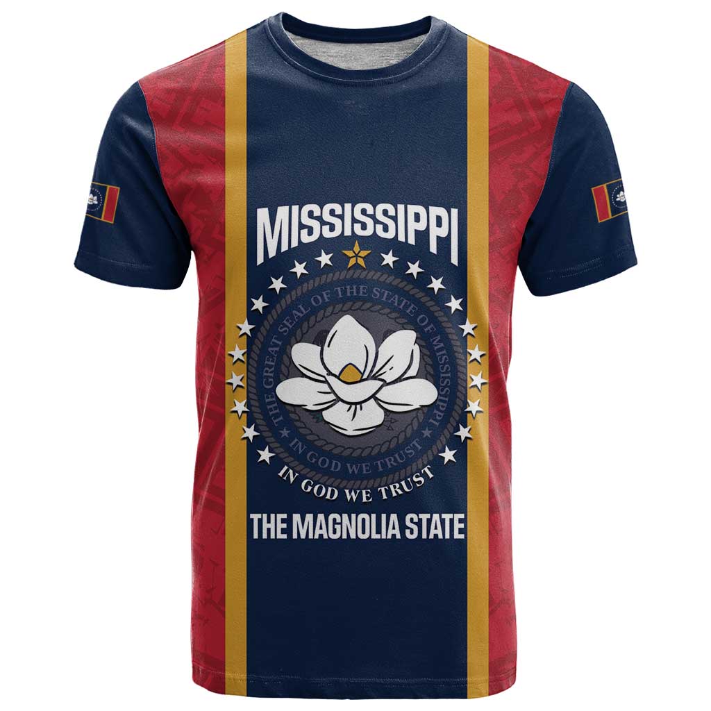 United States Mississippi T Shirt Magnolia State Flag Style