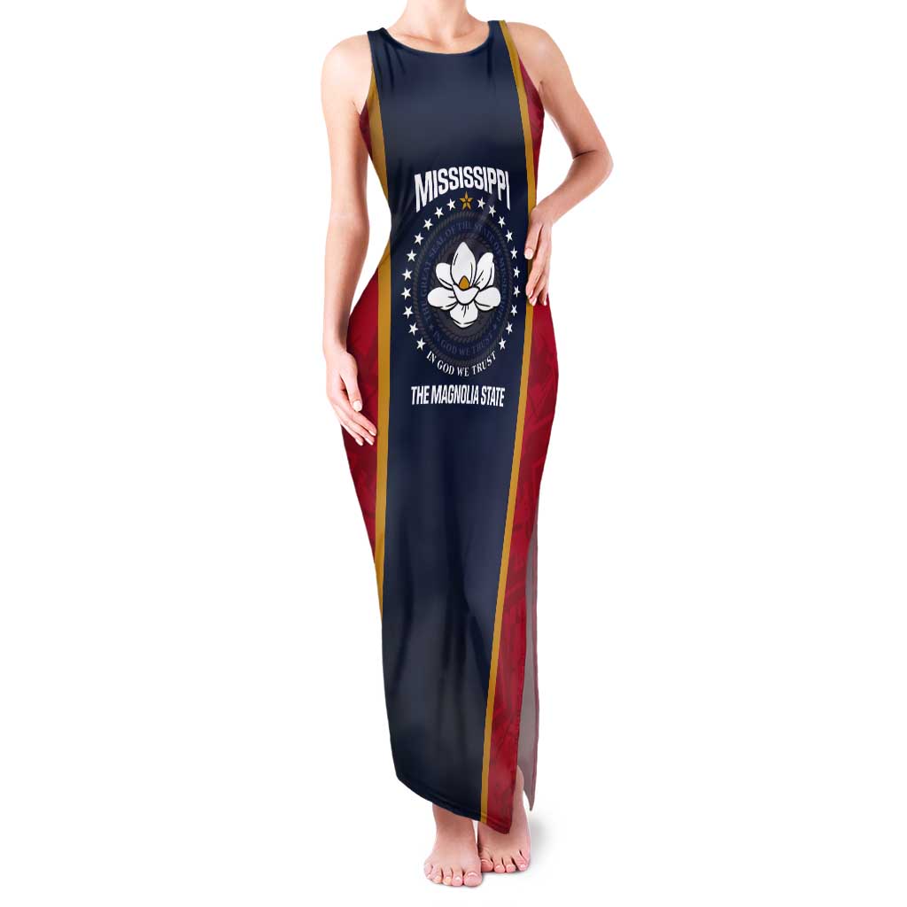 United States Mississippi Tank Maxi Dress Magnolia State Flag Style