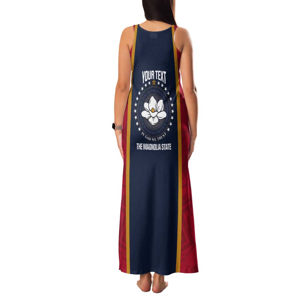 United States Mississippi Tank Maxi Dress Magnolia State Flag Style