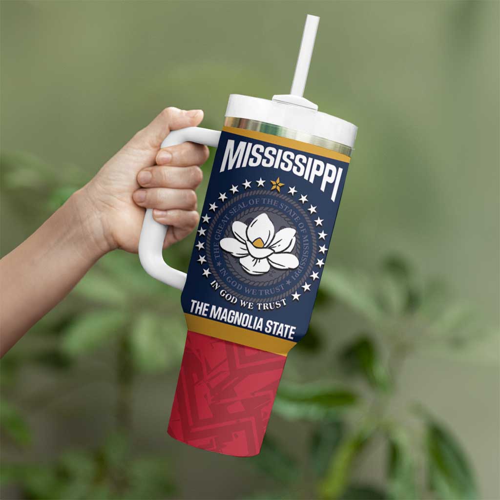 United States Mississippi Tumbler With Handle Magnolia State Flag Style