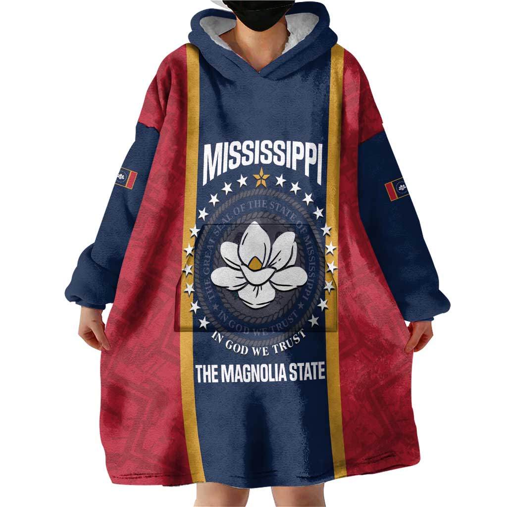 United States Mississippi Wearable Blanket Hoodie Magnolia State Flag Style